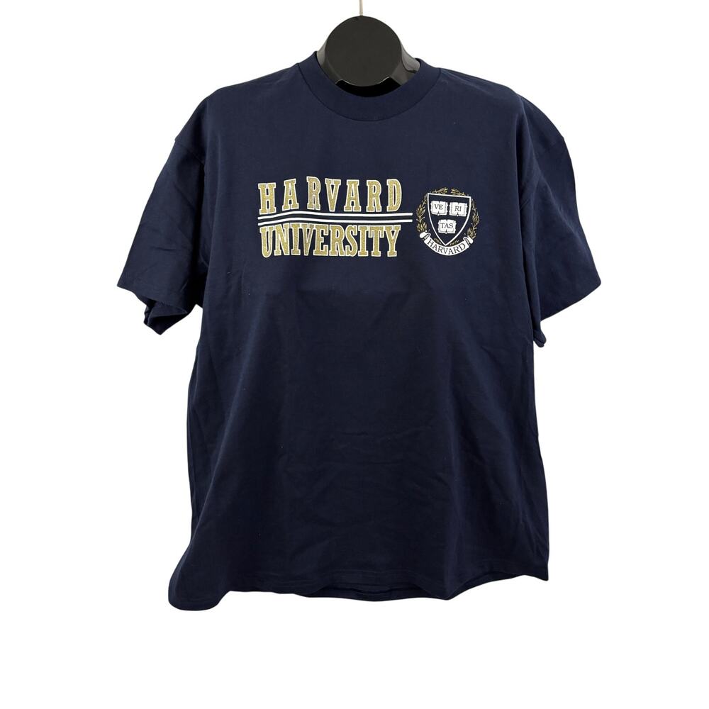 Vtg 90s Harvard University T Shirt XL Lee Cotton Navy Ivy League‎ College USA